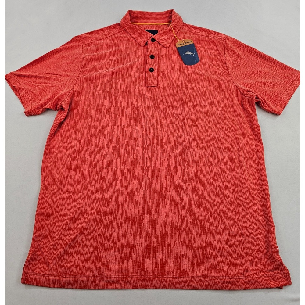 Tommy Bahama Mens Polo Shirt M Dune Drifter Spectator Blazing Orange Polyester